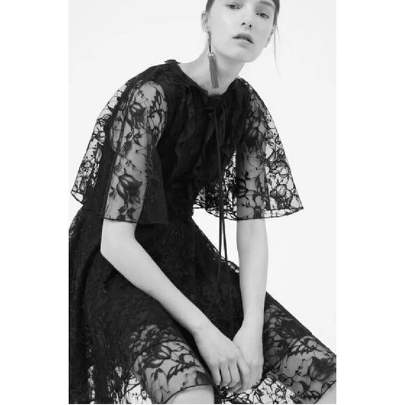 NWT SACHIN & BABI Net a Porter ONASSIS Black LACE LAYERED Dress Size 4 - Picture 16 of 16